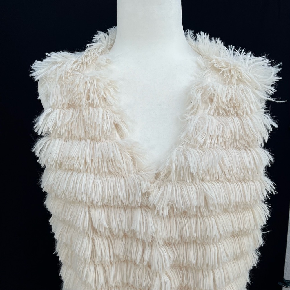 BELLE BIRD | FRINGE VEST, IVORY SZ: X Large nwt